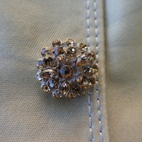 Kay Unger New York Skirt Suit Set SiLK Champagne Jewel Buttons Embroidered 6 - Picture 2 of 11